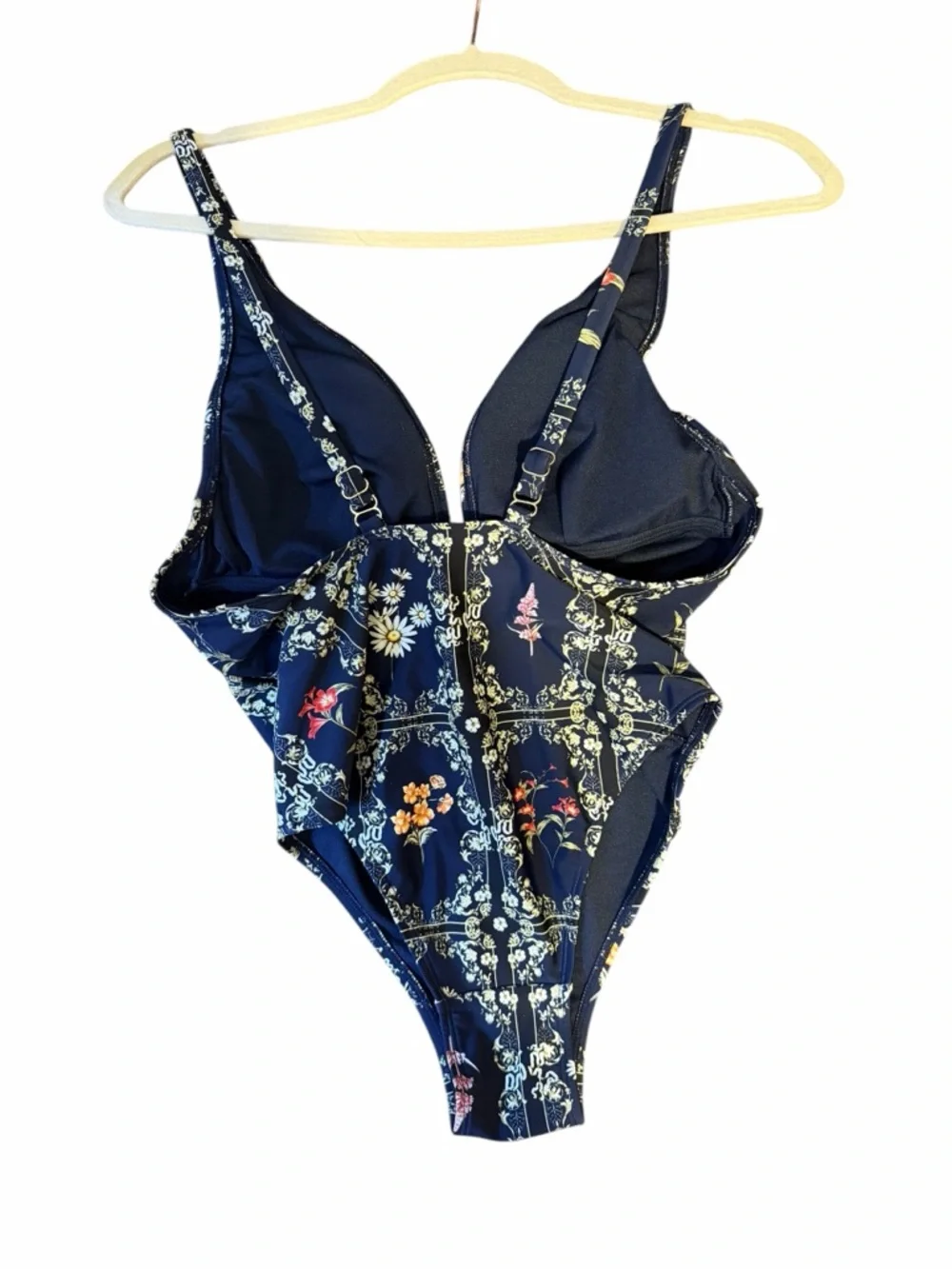 Agua Bendita Navy and Yellow Floral One-Piece - Picture 4 of 7